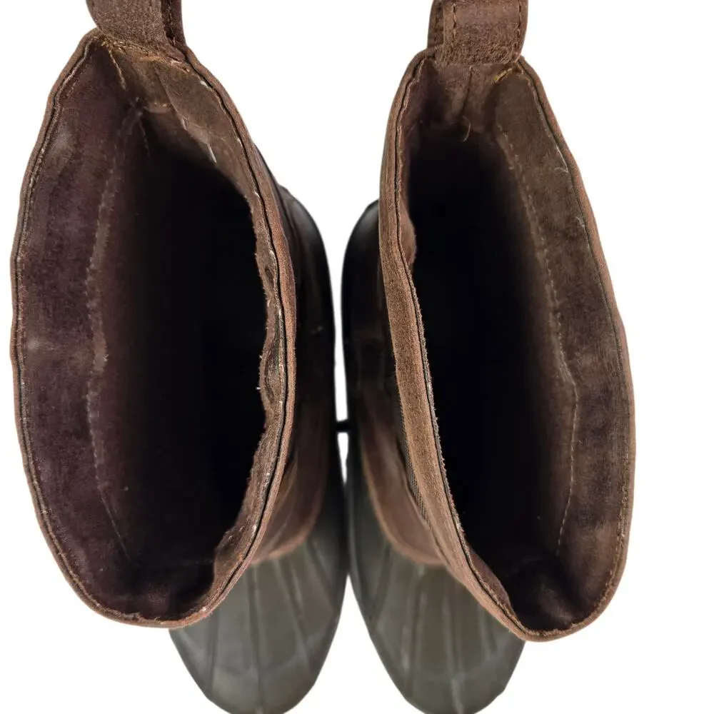 Lucky Brand Weendie Rain Boots Size 8 Faux Leather Rubber Brown Buckle Duck